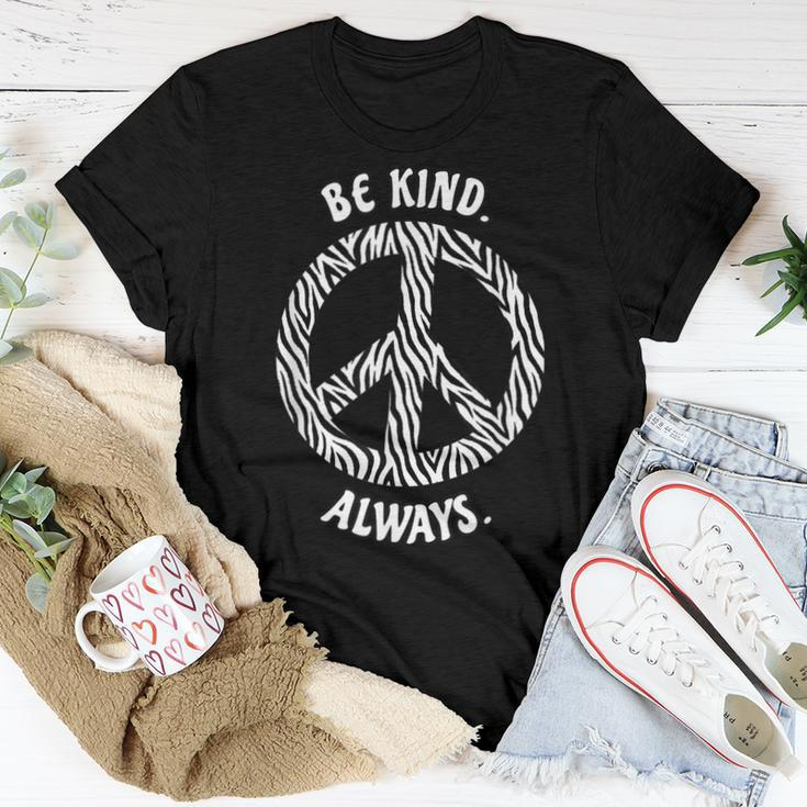 Be Kind Always Animal Lovers Zebra Peace Sign Women T-shirt Unique Gifts