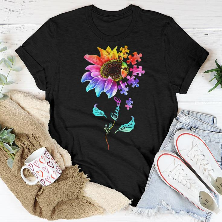 Be Kind Autism Awareness Women Girls Sunflower Puzzle Women T-shirt Unique Gifts