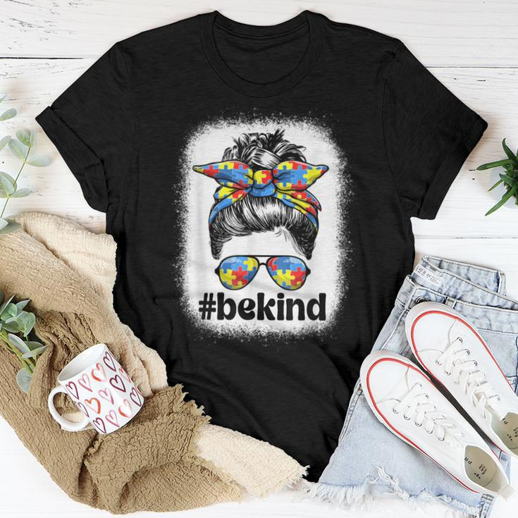 Be Kind Autism Awareness Autism Mom Messy Bun Women T-shirt Unique Gifts