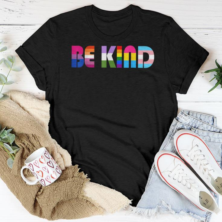 Be Kind Lgbt Flag Gay Les Pride Month Transgender Pansexual Women T-shirt Unique Gifts