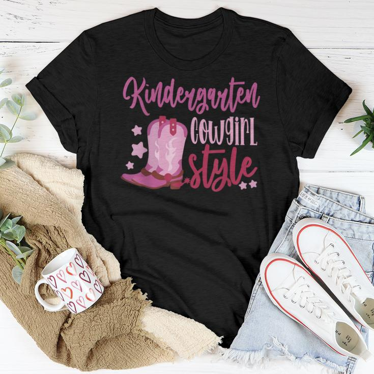 Kindergarten Cowgirl Style Western Boots Back To School Women T-shirt Unique Gifts