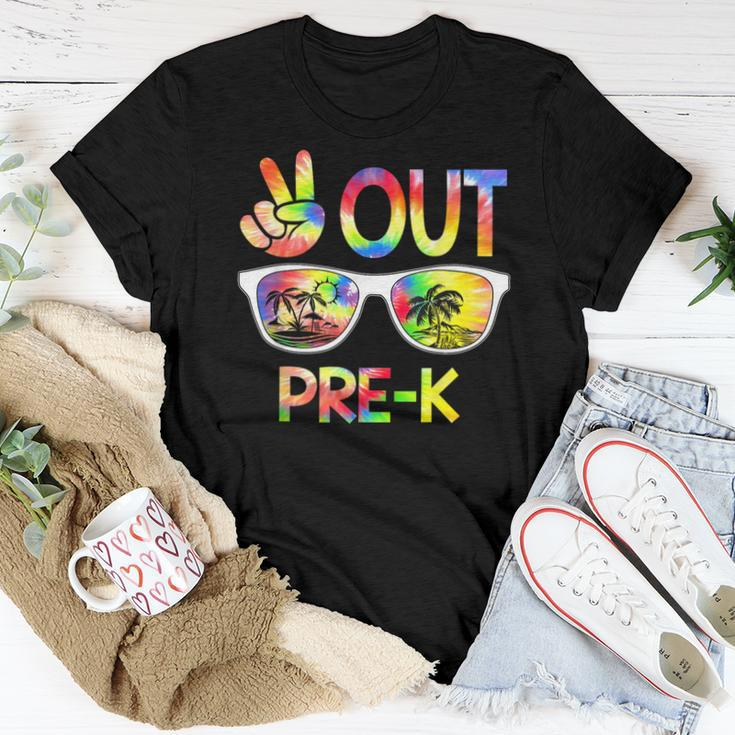 Last Day Of School Peace Out Pre K Tie Dye Teacher Women T-shirt Unique Gifts