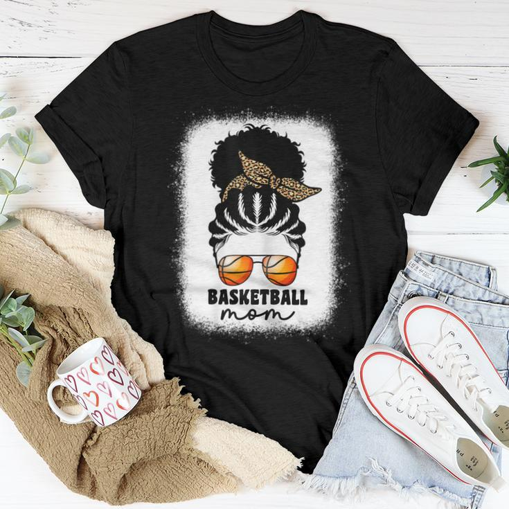 Leopard Basketball Mom Black Women African American Afro Mom Women T-shirt Unique Gifts