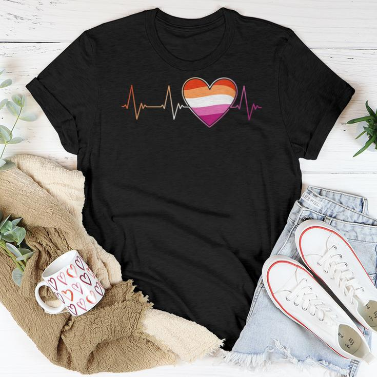 Lesbian Heartbeat Homosexual Woman Lgbt Pride Ekg Pulse Line Women T-shirt Unique Gifts