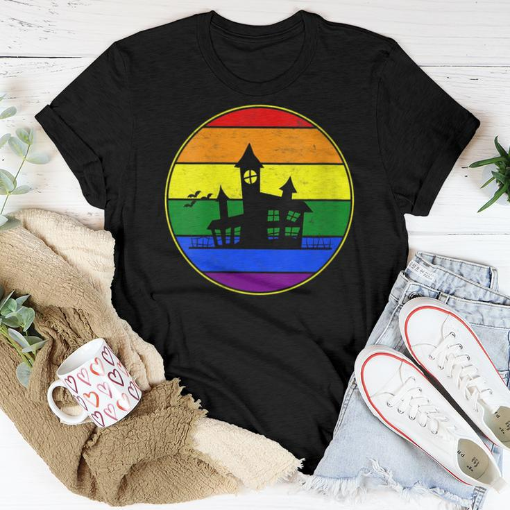 Lesbian Stuff Lgbtq Gay Goth Pride Rainbow Haunted House Women T-shirt Unique Gifts