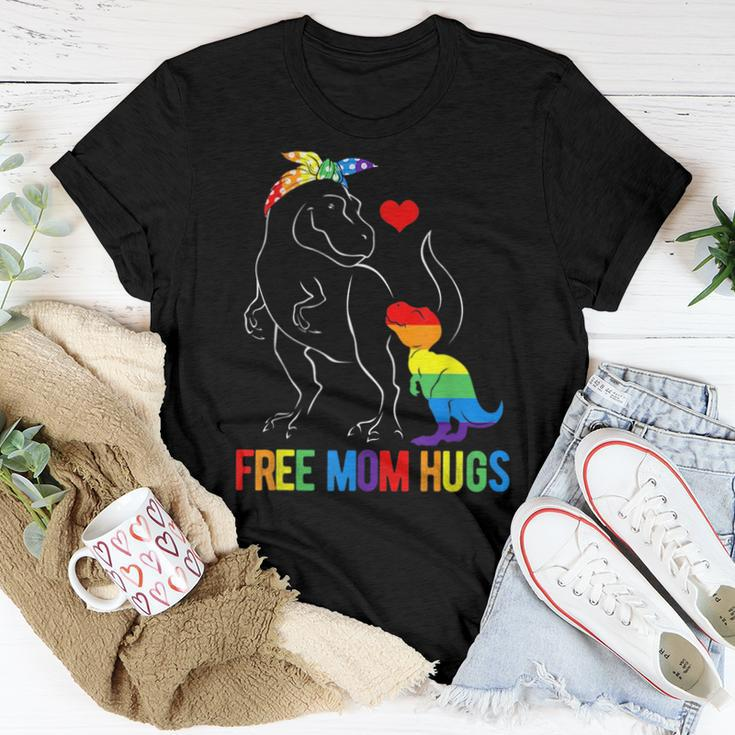 Lgbt Free Mom Hugs Dinosaur Rex Mamasaurus Ally Rainbow Flag Women T-shirt Unique Gifts
