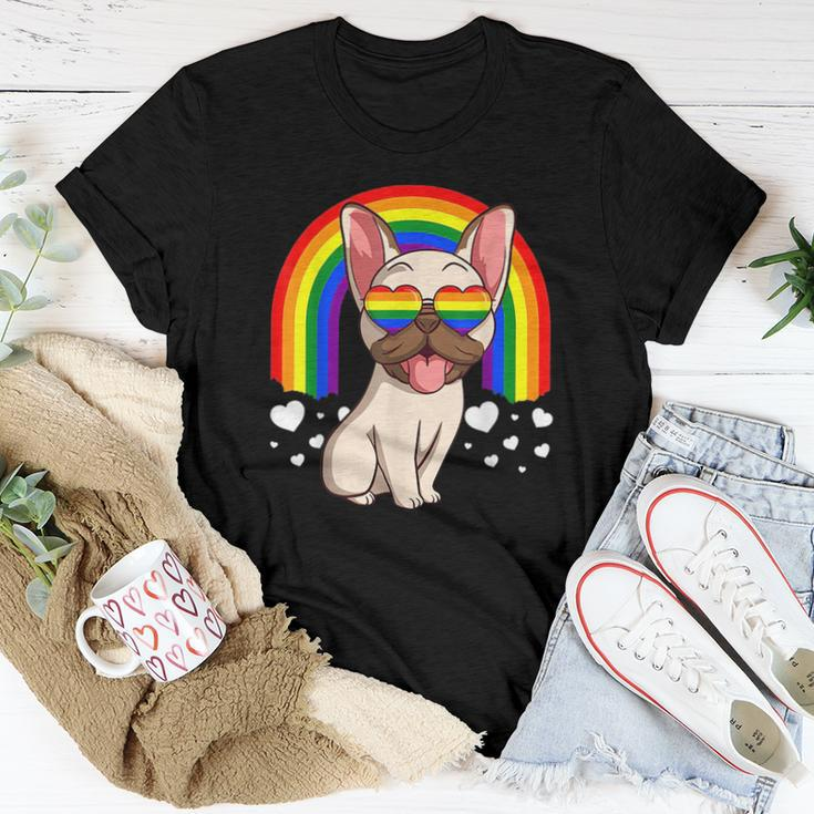 Lgbt French Bulldoggys Dog Gay Pride Rainbows Lgbtq Women T-shirt Crewneck Unique Gifts