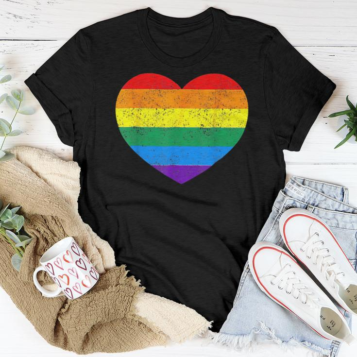 Lgbt Heart Rainbow Flag Gay Les Pride Support Lgbtq Parade Women T-shirt Unique Gifts