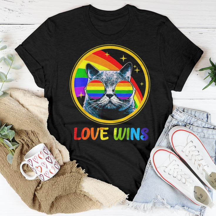 Lgbtq Love Wins Cat Gay Pride Lgbt Ally Rainbow Flag Women T-shirt Unique Gifts