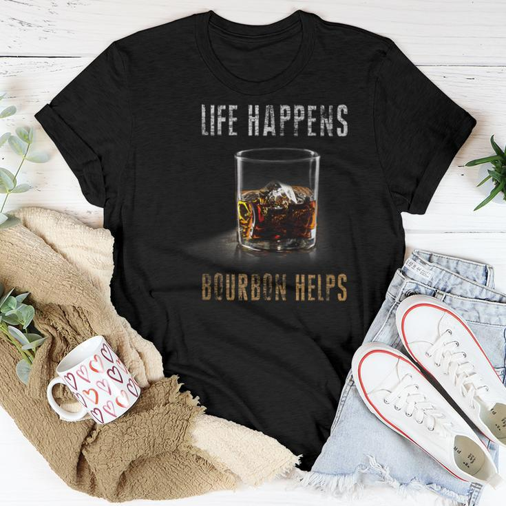 Life Happens Bourbon Helps Whiskey For Scotch Lovers Women T-shirt Unique Gifts