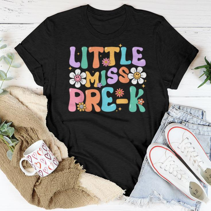 Little Miss Pre K Girl Retro Happy First Day Back To School Women T-shirt Unique Gifts