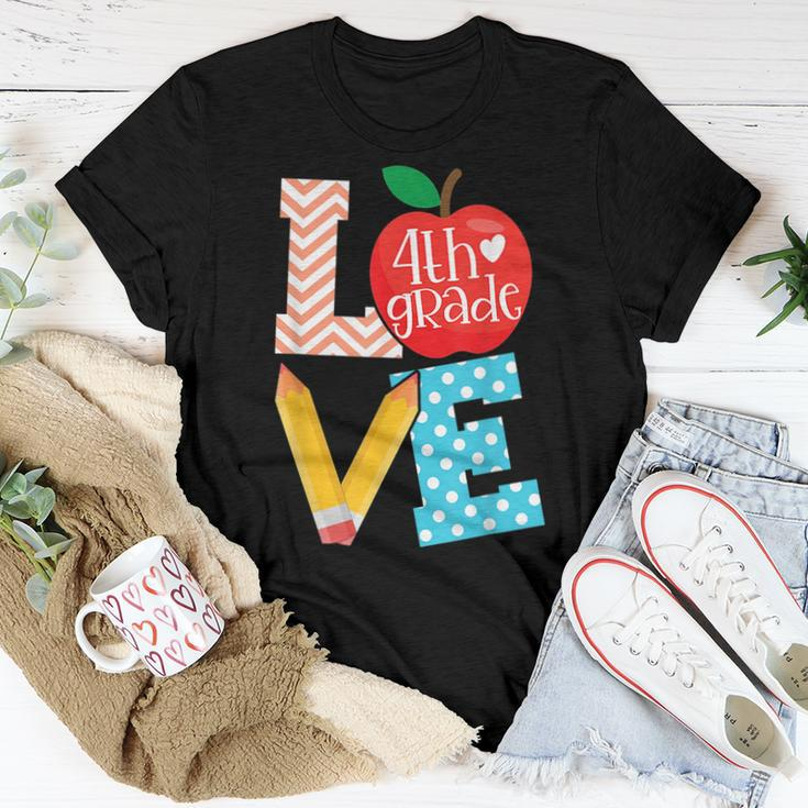 Love 4Th Grade Apple Proud Fourth Grade Teacher Job Pride Women T-shirt Unique Gifts