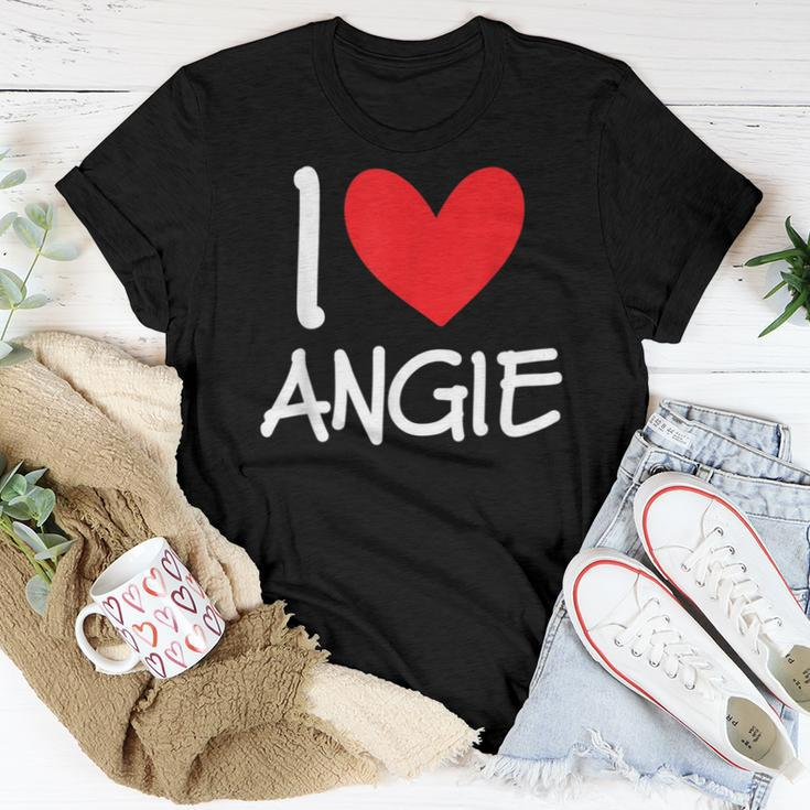 I Love Angie Name Personalized Girl Woman Bff Friend Heart Women T-shirt Unique Gifts