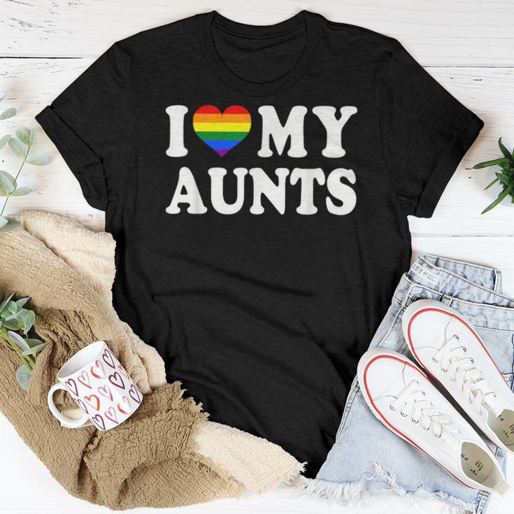I Love My Aunts Rainbow Heart Gay Pride Lgbt Flag Pride Women T-shirt Unique Gifts