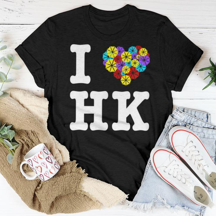 I Love Hong Kong With Umbrella Floral Heart Women T-shirt Unique Gifts