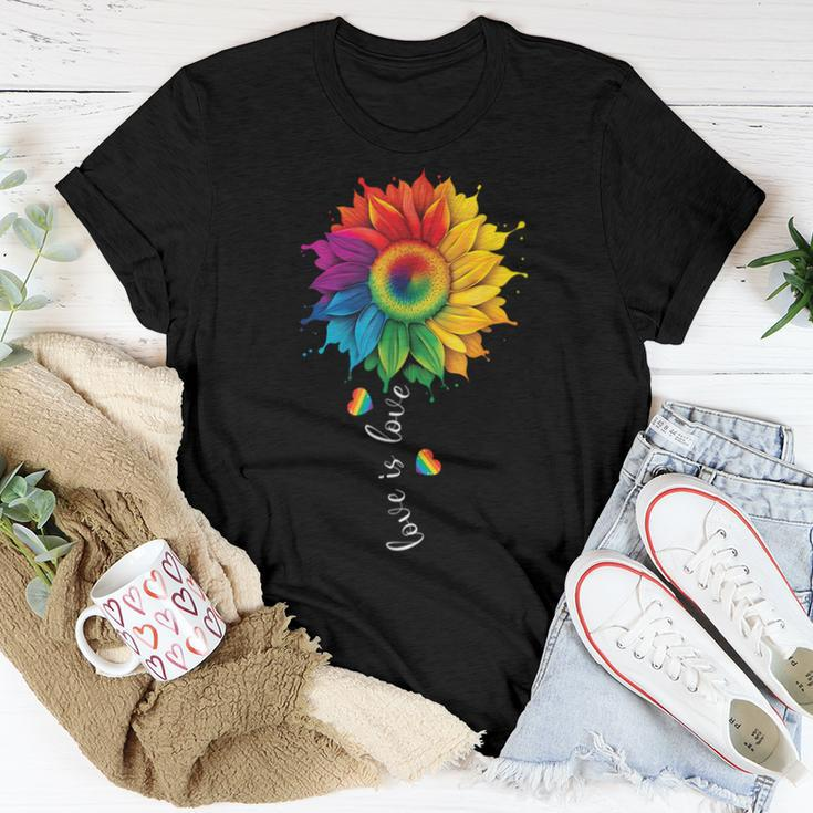 Love Is Love Lgbtq Rainbow Sunflower Gay Pride Women T-shirt Unique Gifts