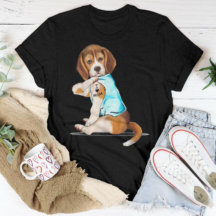 I Love Mom Beagle Harrier Tattooed Women T-shirt Unique Gifts