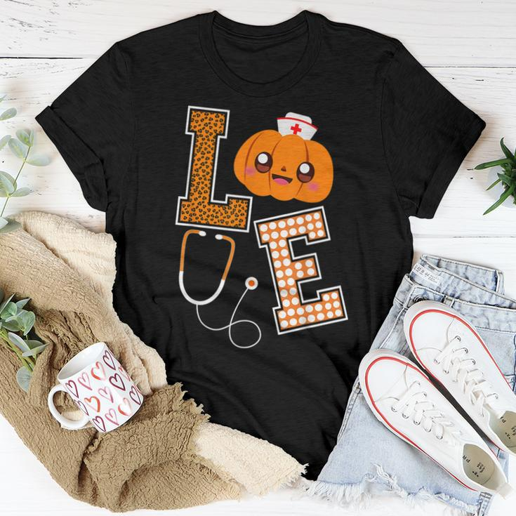 Love Nurse Halloween Pumpkin Fall Nurses Costume Womens Halloween Pumpkin Women T-shirt Unique Gifts