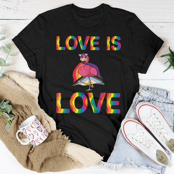 Love Is Love Queer Flamingo Gay Flamingo Lgbtqueer Women T-shirt Unique Gifts