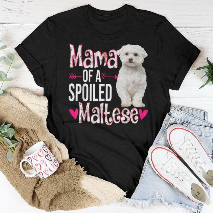 Mama Of A Spoiled Maltese Happy Floral Dog Women T-shirt Unique Gifts