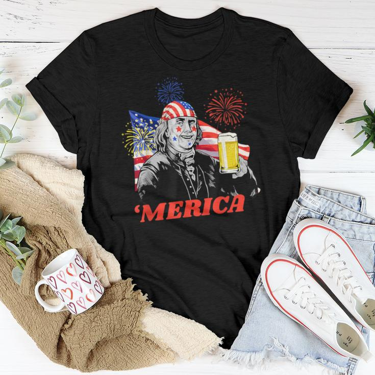 Merica 4Th Of July Usa Flag Ben Franklin Beer Bzr Women T-shirt Unique Gifts