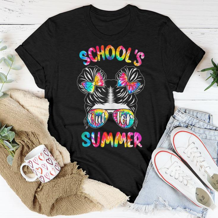 Messy Bun Girl Schools Out For Summer Graduation Teacher Women T-shirt Unique Gifts