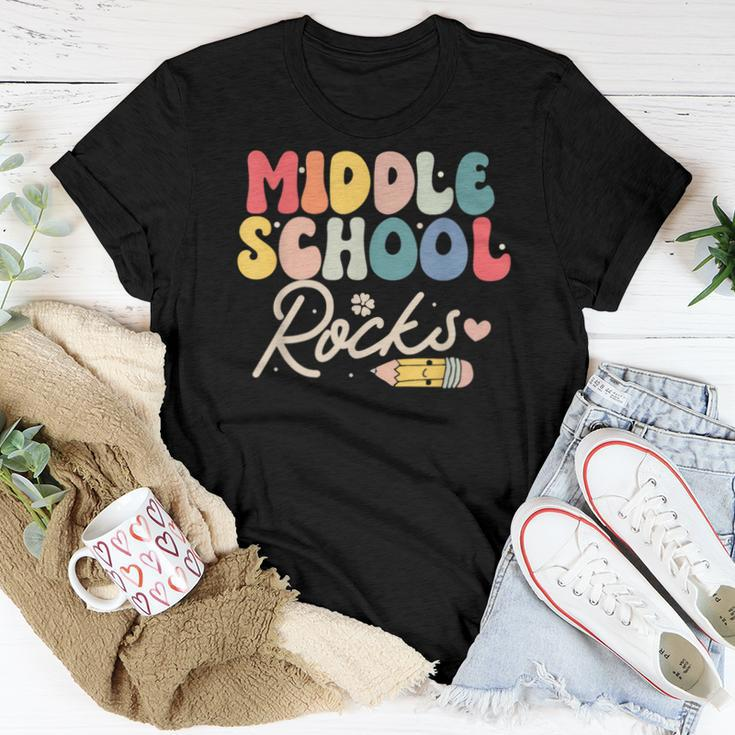 Middle School Rocks Students Teacher Back To School Women T-shirt Funny Gifts
