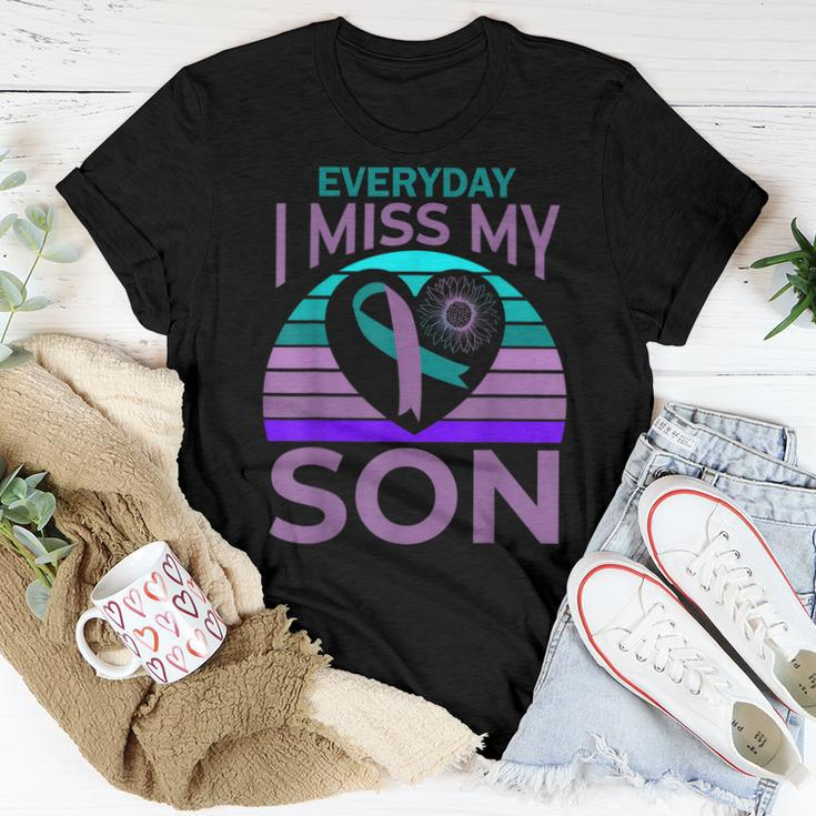 I Miss My Son Heart Sunflower Suicide Awareness Mom Women T-shirt Unique Gifts