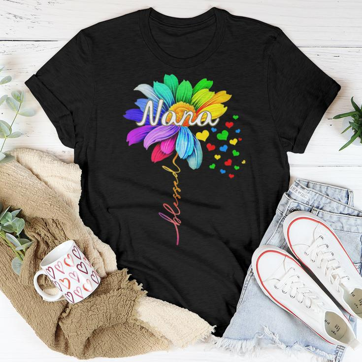 Nana Blessed Grandma Flower Daisy Tie Dye Colorful Rainbow Women T-shirt Unique Gifts