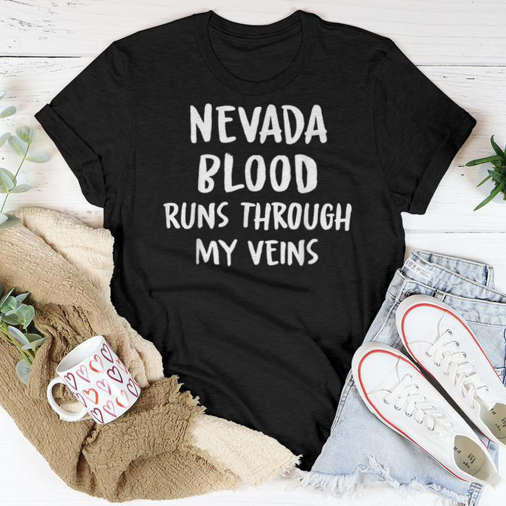 Nevada Blood Runs Through My Veins Novelty Sarcastic Word Women T-shirt Funny Gifts