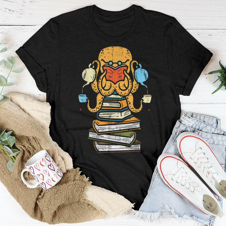 Octopus Reading Book Tea Bookworm Librarian Teacher For Teacher Women T-shirt Unique Gifts