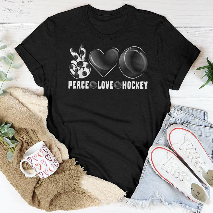 Peace Love Hockey Funny Mommy Dad Boys Girls Son Daughter Women T-shirt Funny Gifts