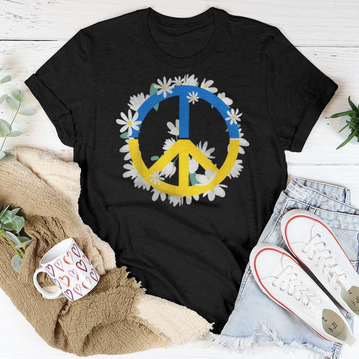 Peace For Ukraine Daisy Flower Peace Sign No War Ukrainian Women T ...