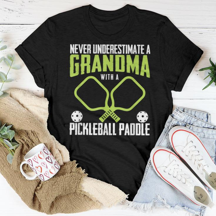 Pickleball Grandma Never Underestimate Paddles Women T-shirt Unique Gifts