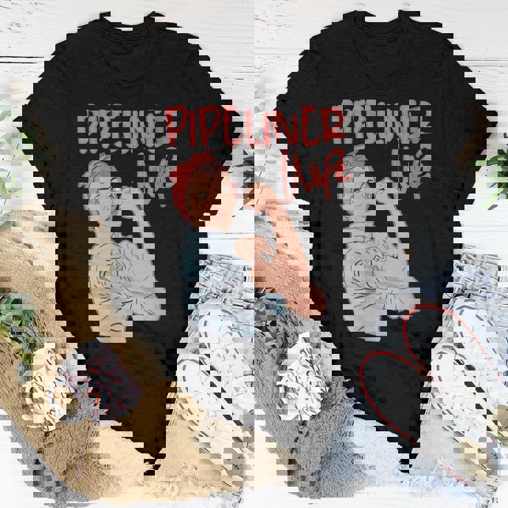 Pipeliner Wife Strong Proud Pipeline Rosie Riveter Women T-shirt Unique Gifts