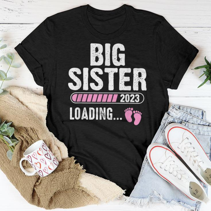 Promoted To Big Sister 2023 Loading Pregnancy Announcement Women T-shirt Unique Gifts