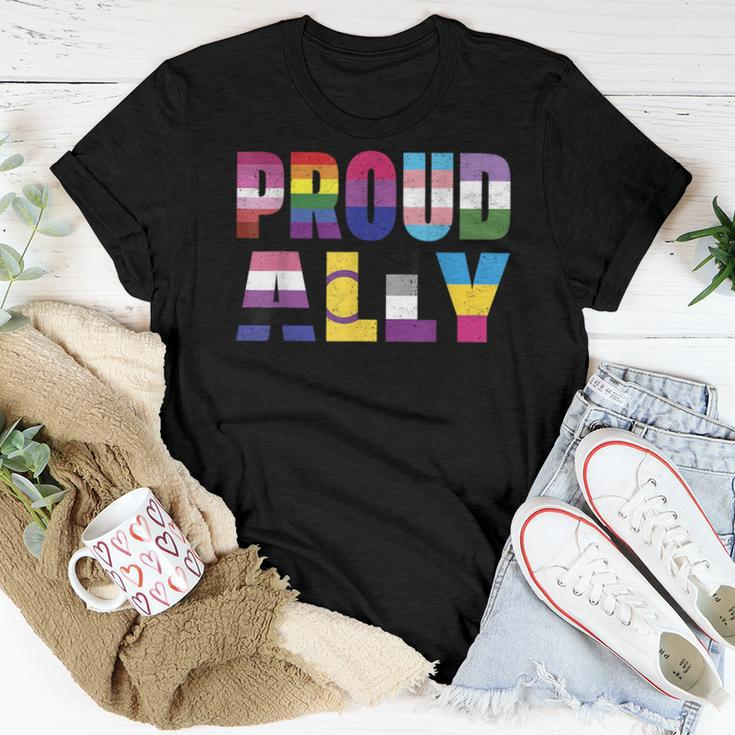 Proud Ally Rainbow Pride Month Lgbtq Gay Lesbian Trans Women T-shirt Unique Gifts