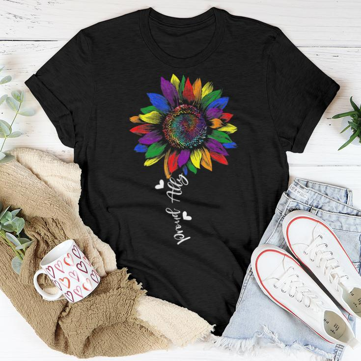 Proud Ally Rainbow Sunflower Lgbt Gay Lesbian Pride Women T-shirt Unique Gifts