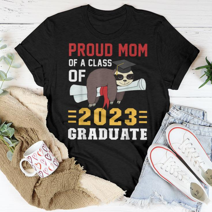 Proud Mom Of A 2023 Graduate Sloth Graduation Women T-shirt Unique Gifts
