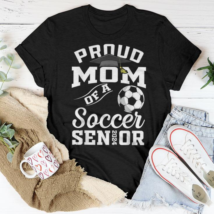 Proud Mom Of A Soccer Senior 2024 Mom Graduation Women T-shirt Funny Gifts