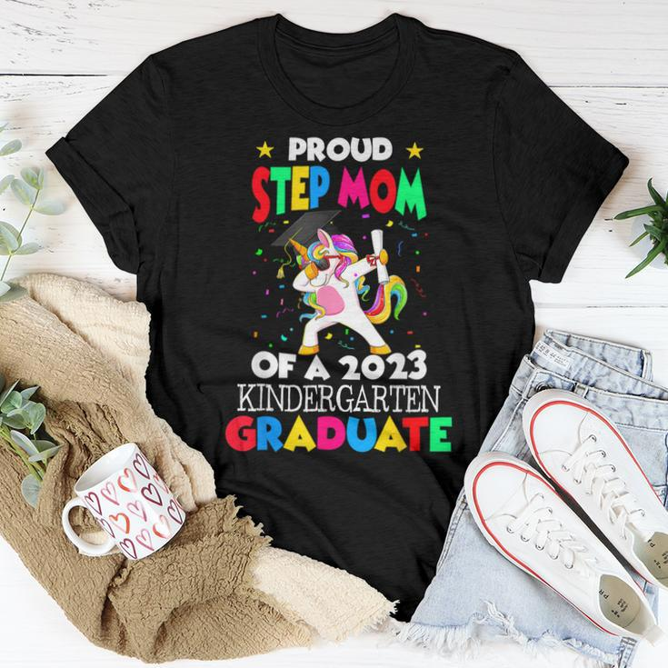 Proud Step Mom Of A 2023 Kindergarten Graduate Unicorn Grad Women T-shirt Unique Gifts
