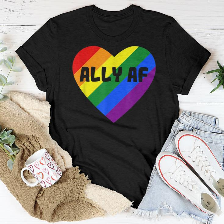 Proud Straight Ally Af Rainbow Heart Gay Pride Lgbtq Allies Women T-shirt Unique Gifts
