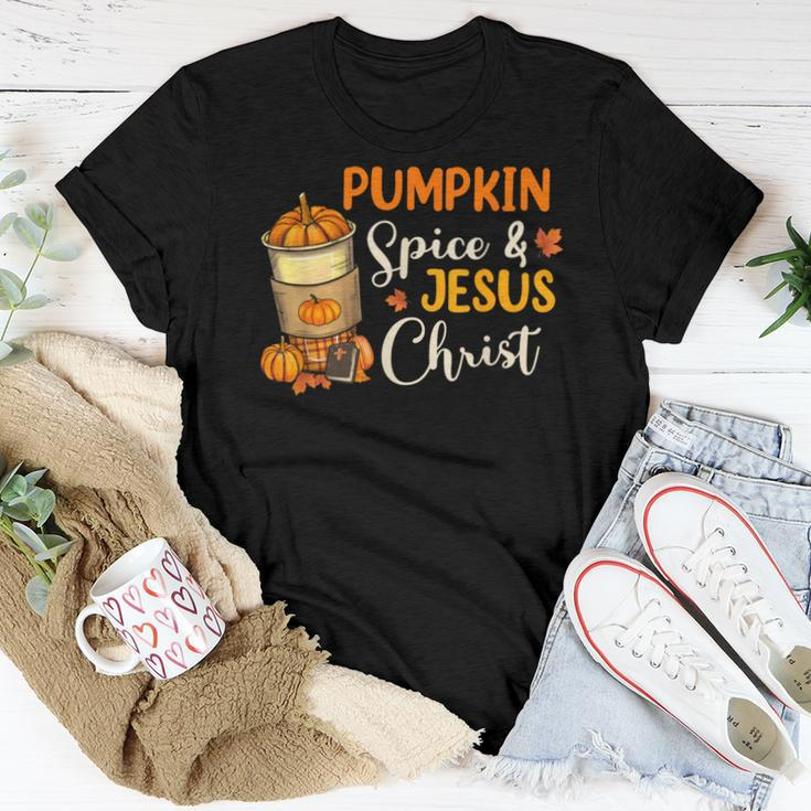 Pumpkin Spice And Jesus Christ Coffee Lovers Women T-shirt Unique Gifts