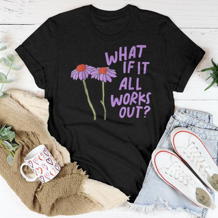 Purple Floral Quote What If It All Works Out Women T-shirt Unique Gifts
