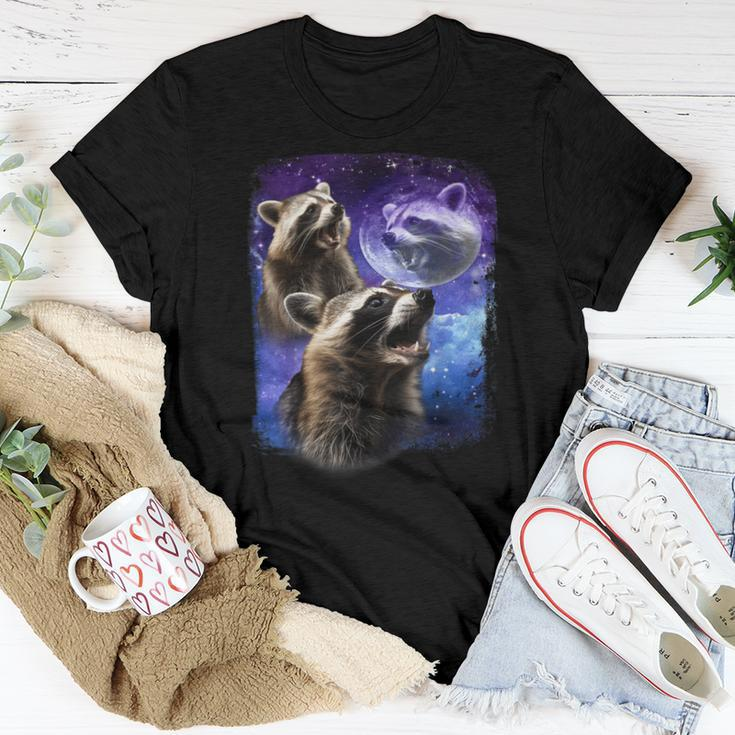 Racoons Howling At The Moon Three Racoon Meme Vintage Women T-shirt Unique Gifts