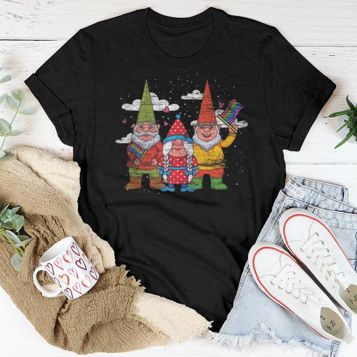 Rainbow Flag Garden Gnome Lgbt Queer Pride Nordic Gnome Women T-shirt Crewneck Unique Gifts