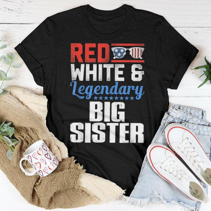 Red White And Legendary Big Sister 4Th Of July Flag Women T-shirt Unique Gifts