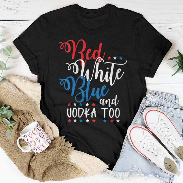 Red White Vodka Alcohol Usa 4Th July Women T-shirt Crewneck Unique Gifts