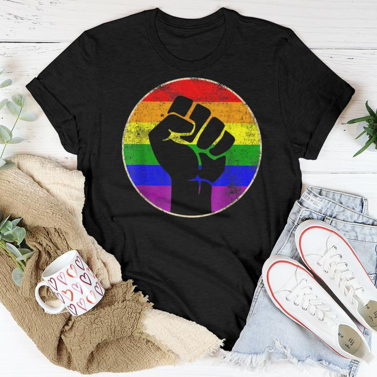 Resist Fist Rainbow Lesbian Gay Lgbt Strength Power & Pride Women T-shirt Unique Gifts