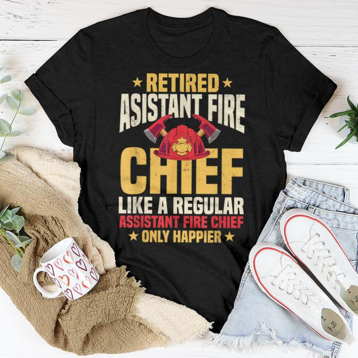 Retired Assistant Fire Chief Officer Pension Retirement Plan Women T-shirt Unique Gifts